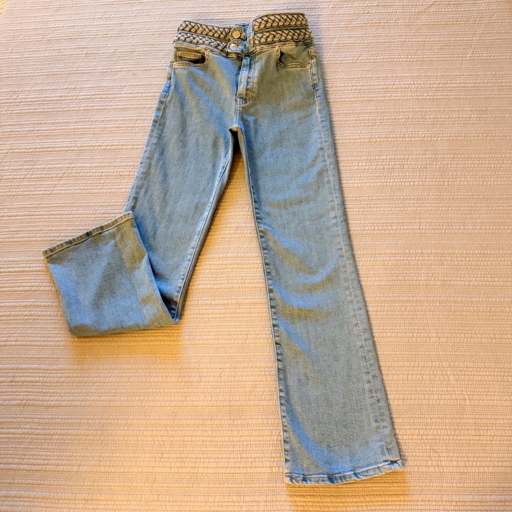 Derek Lam 10‎ Crosby Women's Braided Waist Flare Jeans  Size 24 Made in USA